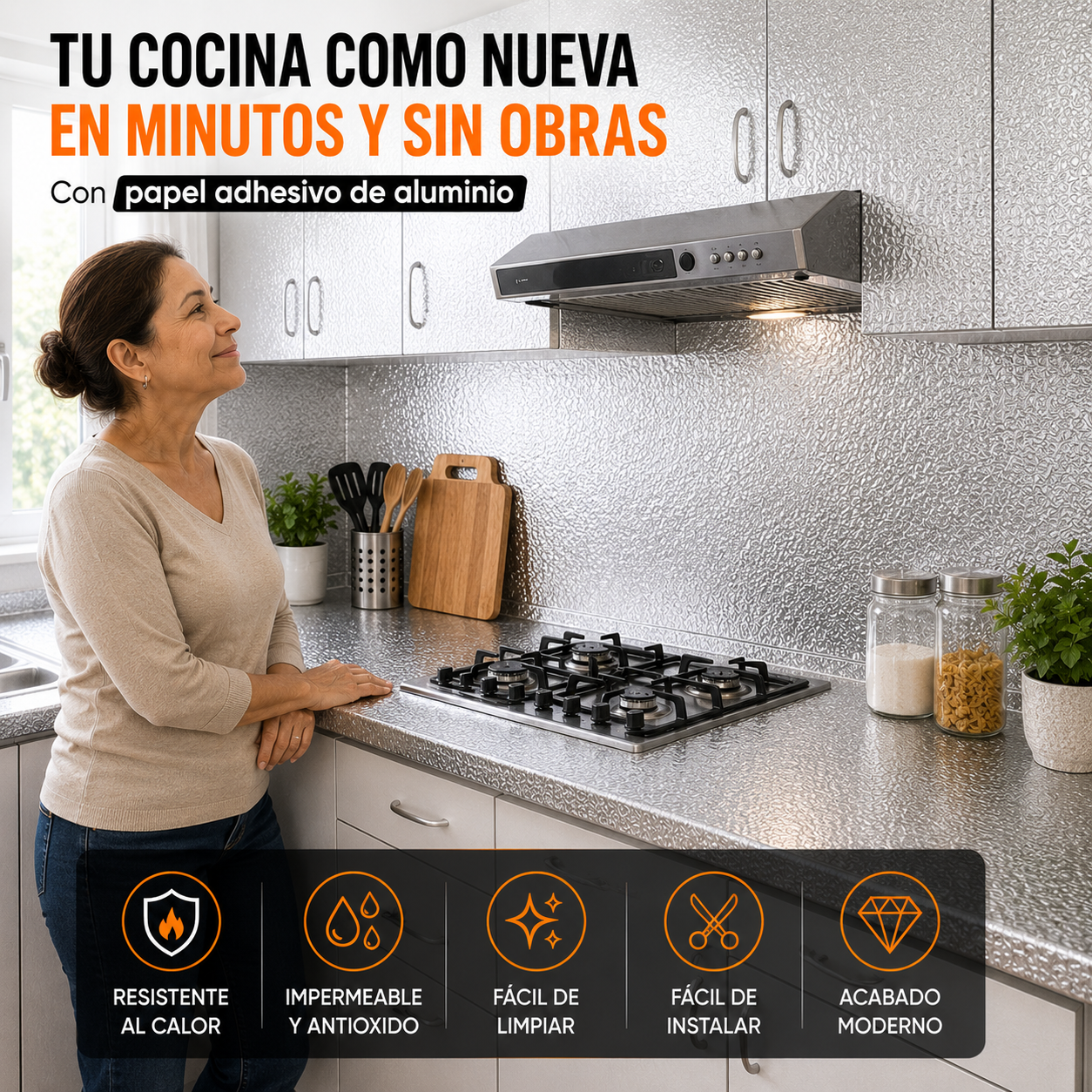 ALUMILUX™ | PROTEGE Y RENUEVA TU COCINA SIN REMODELACIONES COSTOSAS ( Rollo de 40X300 )