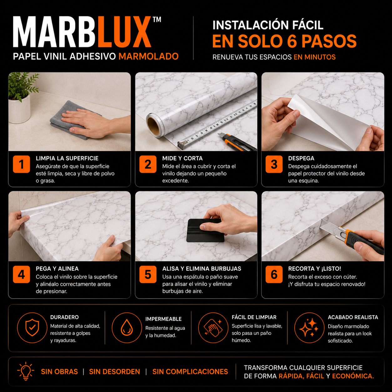 MARBLUX™ | RENUEVA TUS SUPERFICIES SIN REMODELACIONES COSTOSAS