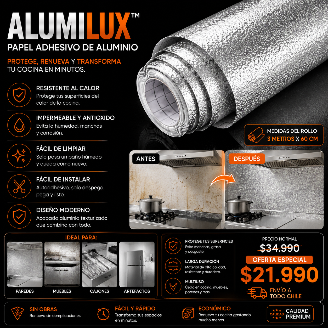 ALUMILUX™ | PROTEGE Y RENUEVA TU COCINA SIN REMODELACIONES COSTOSAS
