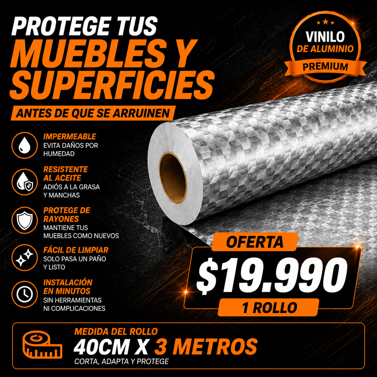 ALUMILUX™ | PROTEGE Y RENUEVA TU COCINA SIN REMODELACIONES COSTOSAS ( Rollo de 40X300 )